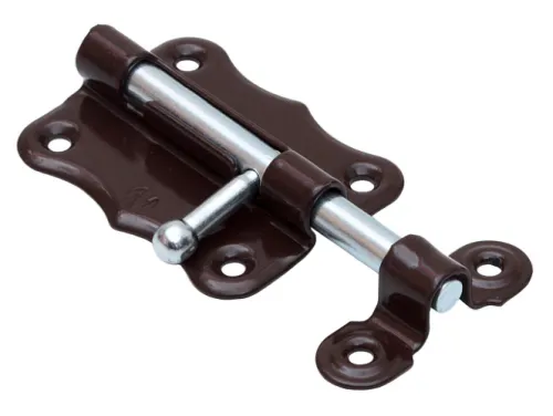 Задвижка СКОБЯНОЙ ШФ-60 накладная, прямоугольная, из стали, коричневая, 60мм / шпингалет