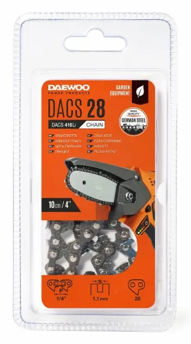 Цепь DAEWOO DACS 28 для аккумуляторной пилы, стальная, 28 звеньев