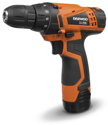 Дрель-шуруповерт аккумуляторная DAEWOO / Дэу DAA 1210Li с подсветкой, с 1 аккумулятором, 12В, Li-Ion 1.5А/ч, 28Нм, 1 скорость / электроинструмент