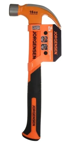 Молоток Pony Jorgensen / Пони Йоргенсен гвоздодер, с фиберглассовой ручкой, стальной боек, оранжевый, 450г / инструменты для ремонта и строительства