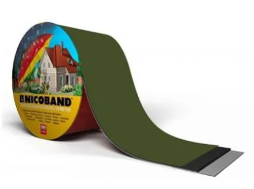 Лента гидроизоляционная Nicoband / Никобэнд самоклеящаяся герметизирующая, битумно-полимерная, зеленая, ширина 7.5см, 3м / стройматериалы