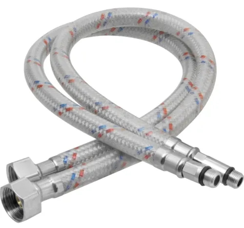 Гибкая подводка для воды MIXTON / Микстон для смесителей внутренняя-наружная резьба, из нержавеющей стали и нейлона, диаметр 1/2дюйма (М10), 0.8м, 2шт. / водоснабжение