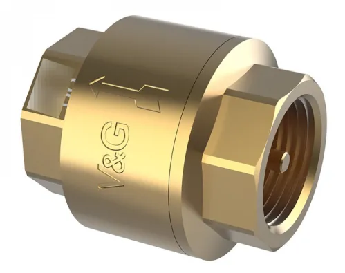 Обратный клапан V&G / В&Г для систем водоснабжения, отопления, установок кондиционирования, латунный корпус, диаметр присоединения 1 дюйм / запорная арматура