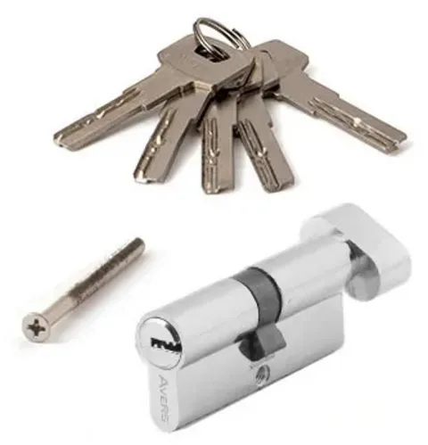 Цилиндровый механизм AVERS / Аверс ZM-70-C-CR двухсторонний, с гальваническим покрытием, ключ-вертушка, ЦАМ, цвет хром, 35/35, 70мм, секретность 5000 / фурнитура