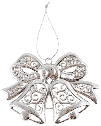 Украшение Волшебная страна Колокольчики подвесное, декоративное, новогоднее, из пластмассы, цвет серебро, 12.5х9х1.1см / товары для праздников