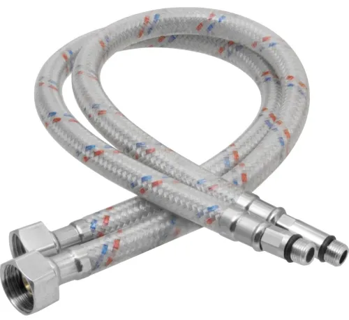 Гибкая подводка для воды MIXTON / Микстон для смесителей, внутренняя-наружная резьба, из нержавеющей стали и нейлона, диаметр 1/2дюйма (М10), 0.3м, 2шт. / водоснабжение