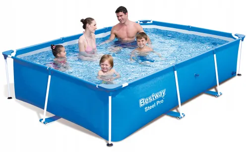 Бассейн каркасный Bestway / Бествей Steel Pro прямоугольный, из ПВХ и металла, голубой, 259х170х61см, 2300л / дом и сад