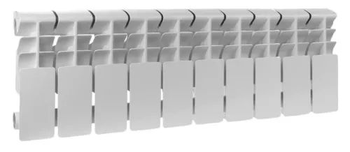 Секционный радиатор Rommer / Роммер Plus BM 200 биметаллический, белый, 790х256х96мм, 10 секций, 17.76атм, теплоотдача 700Вт / отопление