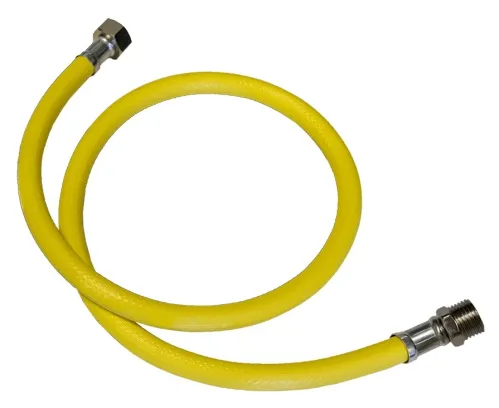 Подводка для газа СТМ с внутренней и наружной резьбой, гайка-шайба, ПВХ, цвет желтый, диаметр 3/4дюйма, 0.8м / газовый шланг