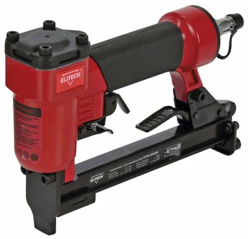 Степлер строительный Elitech / Элитек 0704.030200 пневматический, с прорезиненной рукояткой, в металлическом корпусе, красный, скобы тип 80 / инструменты
