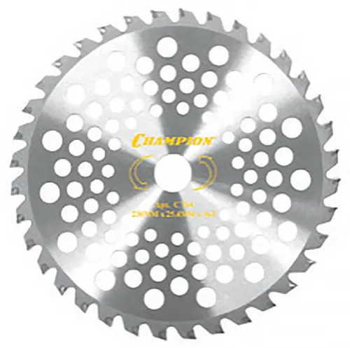 Нож для триммера Champion / Чемпион с зубцами из твердого сплава, для жесткой травы, серебристый, 40/255/25.4 / садовая техника