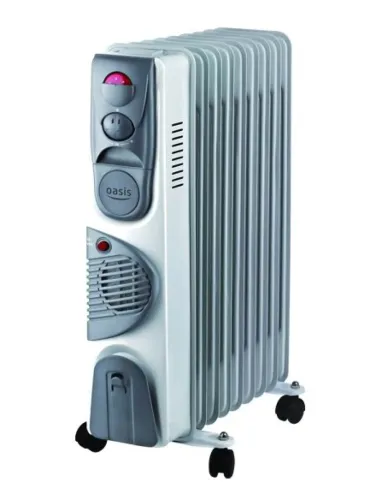 Радиатор масляный Оазис BB-25T напольный, с вентилятором, белый, 480х150х625мм, 25м², 220В, 2500Вт / климатическая техника