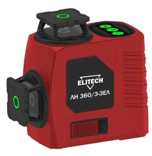 Лазерный уровень Elitech ЛН 360-3-ЗЕЛ, 3 зеленых луча, 25м