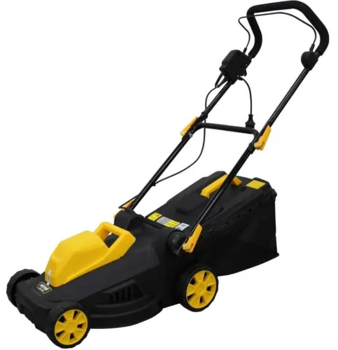 Газонокосилка электрическая HUTER / Хутер ELM-380T с мягким травосборником на 35л, режущее полотно 38см, срез травы 2.5-5.5см, 3200об/мин, 1400Вт / садовый инструмент