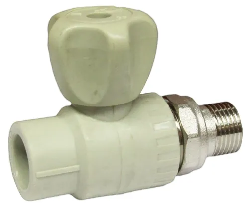 Кран шаровый для воды FV-Plast / ФВ-Пласт радиаторный прямой, полипропилен, серый, резьба 3/4", диаметр трубы 25мм / запорная арматура