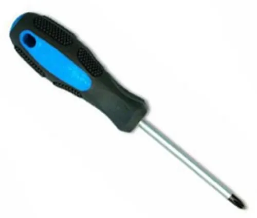 Отвертка крестовая 888 Люкс с двухкомпонентной рукояткой, из хромованадиевой стали, черная, наконечник PH2, стержень 150мм / инструменты