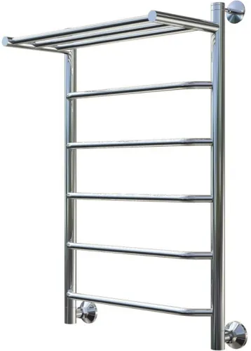 Полотенцесушитель водяной ТРУГОР Браво НК 1 П лесенка с полкой, боковое подключение, из нержавеющей стали, хром, 1/2дюйма, 800х500х292мм, 373Вт / отопление