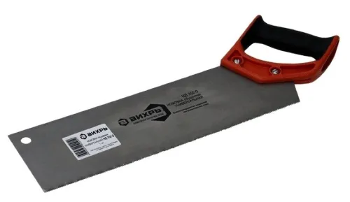 Ножовка по дереву Вихрь НД 350 О обушковая, с двухкомпонентной D-образной рукояткой, из высокоуглеродистой закаленной стали, лезвие 350мм / ручной инструмент