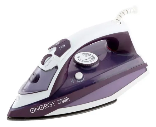 Утюг ENERGY / Энерджи EN-344 паровой, с функцией самоочистки, тефлоновая подошва, фиолетовый, мощностью 2200Вт / бытовая техника