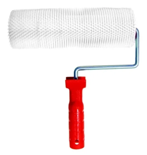 Валик игольчатый для наливных полов 888 на металлическом стержне, пластиковый, белый, рабочая часть 240мм, иглы 14мм / строительство и ремонт