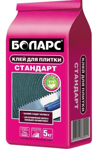 Клей Боларс Стандарт для теплого пола, на основе цемента, 5кг / строительные смеси