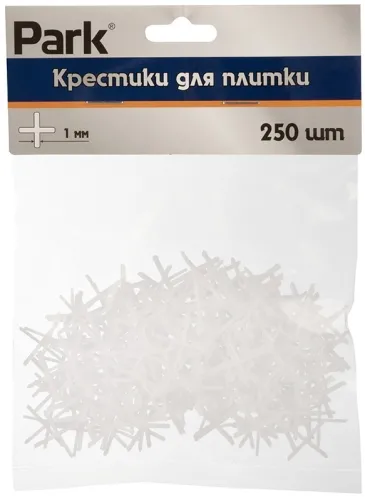 Крестики PARK / Парк для кафельной плитки, пластиковые, белые матовые, 1мм, 250шт. в упаковке / крепеж