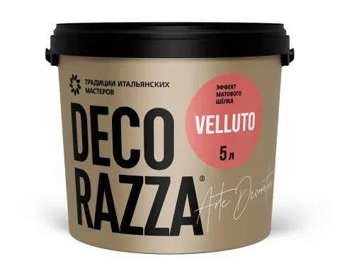 Декоративное покрытие Decorazza / Декорацца Velluto VT 001 с эффектом матового шелка, шелковисто-матовое, на акриловой основе, 5кг / лакокрасочные материалы