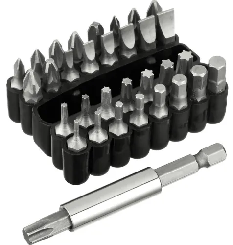 Набор бит Stayer / Стайер MASTER для шуруповерта с магнитным адаптером и ударопрочным держателем, из хромованадиевой стали, длина 25мм, 33шт. / оснастка