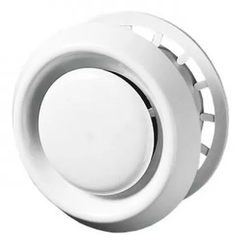 Анемостат ЭРА А100ФС приточно-вытяжной, с фланцем и стопорным кольцом, из пластика, белый, диаметр воздуховода 100мм / вентиляция