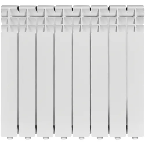Секционный радиатор Rommer / Роммер Optima 500 алюминиевый, белый, 616х78х568мм, 8 секций, 12атм, теплоотдача 1040Вт / отопление