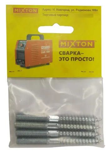Шпильки крепежные MIXTON / Микстон шуруп, сталь оцинкованная, 8×120мм, 4шт. / расходные материалы и оснастка