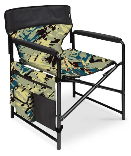 Кресло складное Nika / Ника 2 с карманом, металлическая труба, ткань с водоотталкивающей пропиткой, цвет камуфляж, саванна черный, до 120кг, 500х560х860мм / товары для пикника