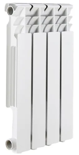 Секционный радиатор Rommer / Роммер Optima BM 500 биметаллический, белый, 560х308х78мм, 4 секции, 17.76атм, теплоотдача 516Вт / отопление