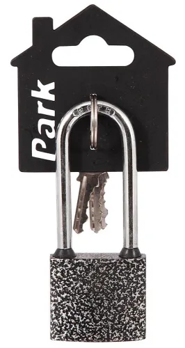 Замок навесной Park / Парк ВС3Р40-01 с автоматическим запиранием, металлический, 3 ключа, дужка диаметром 6мм / средства защиты