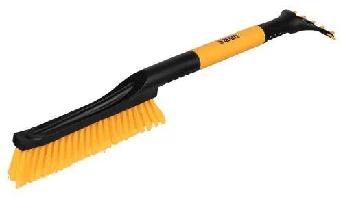 Щетка автомобильная Denzel / Дензел со скребком для льда, из пластика с синтетическим ворсом, длина 600мм / автотовары