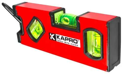Уровень строительный KAPRO / Капро Twin магнитный, с карабином, 3 колбы из полиакрила, алюминиевый, 20см / измерительный инструмент