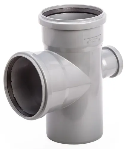 Крестовина Lammin / Ламмин раструбная, одноплоскостная, для внутренней канализации, из полипропилена, серая, размером 110х110х50мм, 87.5° / водоотведение