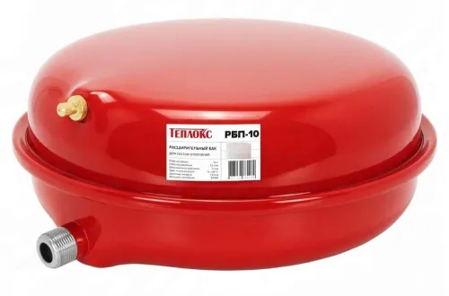 Расширительный бак Теплокс РБП-10 плоский для отопления, стальной, красный, 3/4дюйма, 10л / водоснабжение