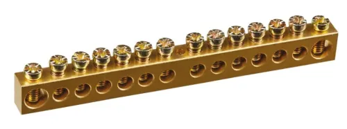 Нулевая шина Navigator из латуни и бронзы 8х12мм², 100А, 14 контактов