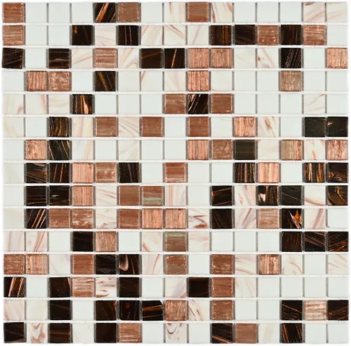 Плитка декоративная Bonaparte / Бонапарт Active мозаика, для внутренних работ, стеклянная, цвет бело-коричневый, 327х327мм / облицовочные материалы
