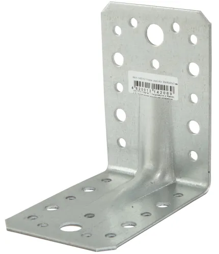 Крепежный уголок Rock Solid Connection / Рок Солид Конекшн усиленный, из оцинкованной стали, серый, 90х90х65х2мм / строительство и ремонт