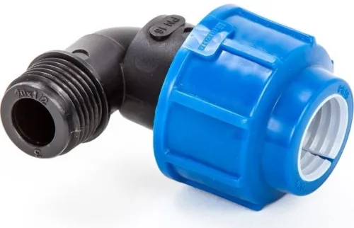 Отвод компрессионный Lammin / Ламмин переходной, для ПНД труб, из полиэтилена низкого давления, угол 90°, наружная резьба 1/2дюйма, диаметр присоединения 20мм / водоснабжение