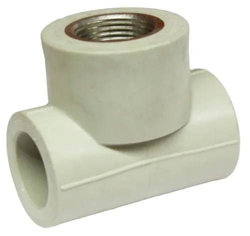 Тройник FV-Plast / ФВ-Пласт для труб, с металлической внутренней резьбой 1/2", полипропиленовый, серый, диаметр 20мм / водоснабжение