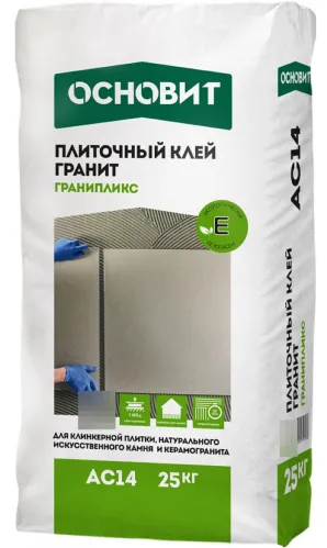 Клей Основит Гранит Гранипликс AC14 У для плитки и керамогранита, на основе цемента, 25кг / строительные смеси