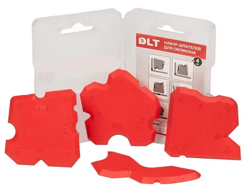 Набор шпателей DLT / ДЛТ для силикона, из резины, 4шт. / инструменты для строительства и ремонта