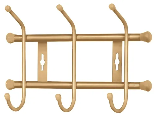 Вешалка настенная Nika / Ника ВНЗ для верхней одежды и головных уборов, 3 крючка, из металла, золотая / товары для дома