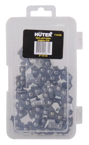Цепь Huter C10 для аккумуляторной пилы, сталь, 45 звеньев, 1/4"