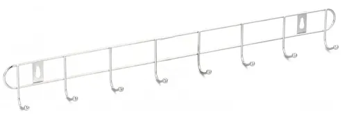Вешалка настенная Fora / Фора для верхней одежды и головных уборов, 8 крючков, из металла, цвет хром, 470×55×40мм / товары для дома