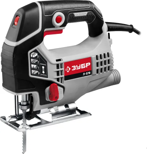 Лобзик электрический Зубр Л-570 для пиления листовых материалов, 0-3000ход/мин, мощностью 570Вт / инструменты