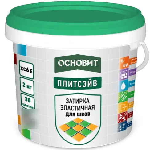 Затирка Основит Плитсэйв XC6 E для плиточных швов, эластичная, влагостойкая, цементная, цвет жасмин 013, 2кг / строительные смеси